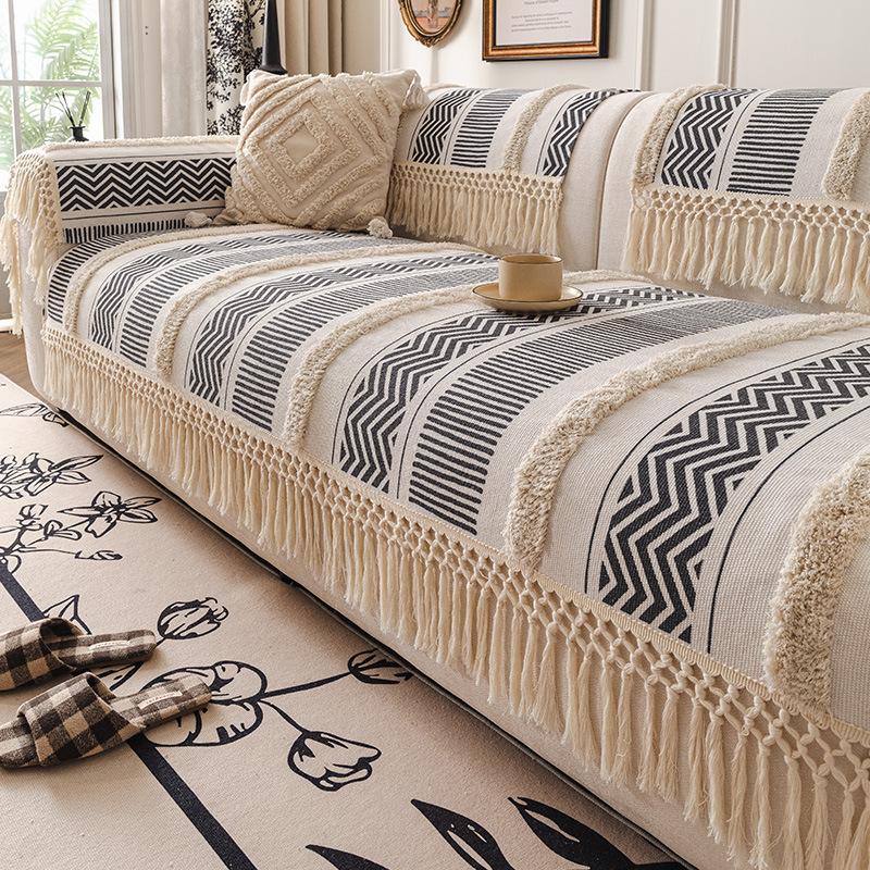 

Bohemian Sofa Seat Cushion One Piece Non-Slip Straight Row Cover Four Seasons Universal Sofa Back Cover 70*70cm