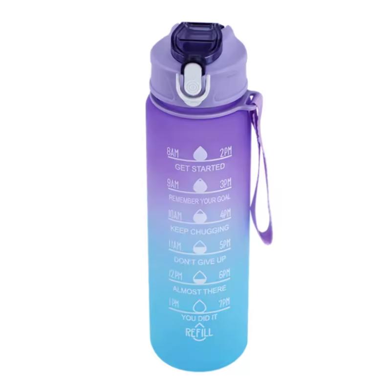 750ML Sports Water Bottle with Time Marker Leak-proof Cup Motivational Portable Water Bottle for Outdoor Sport Fitness BPA Free