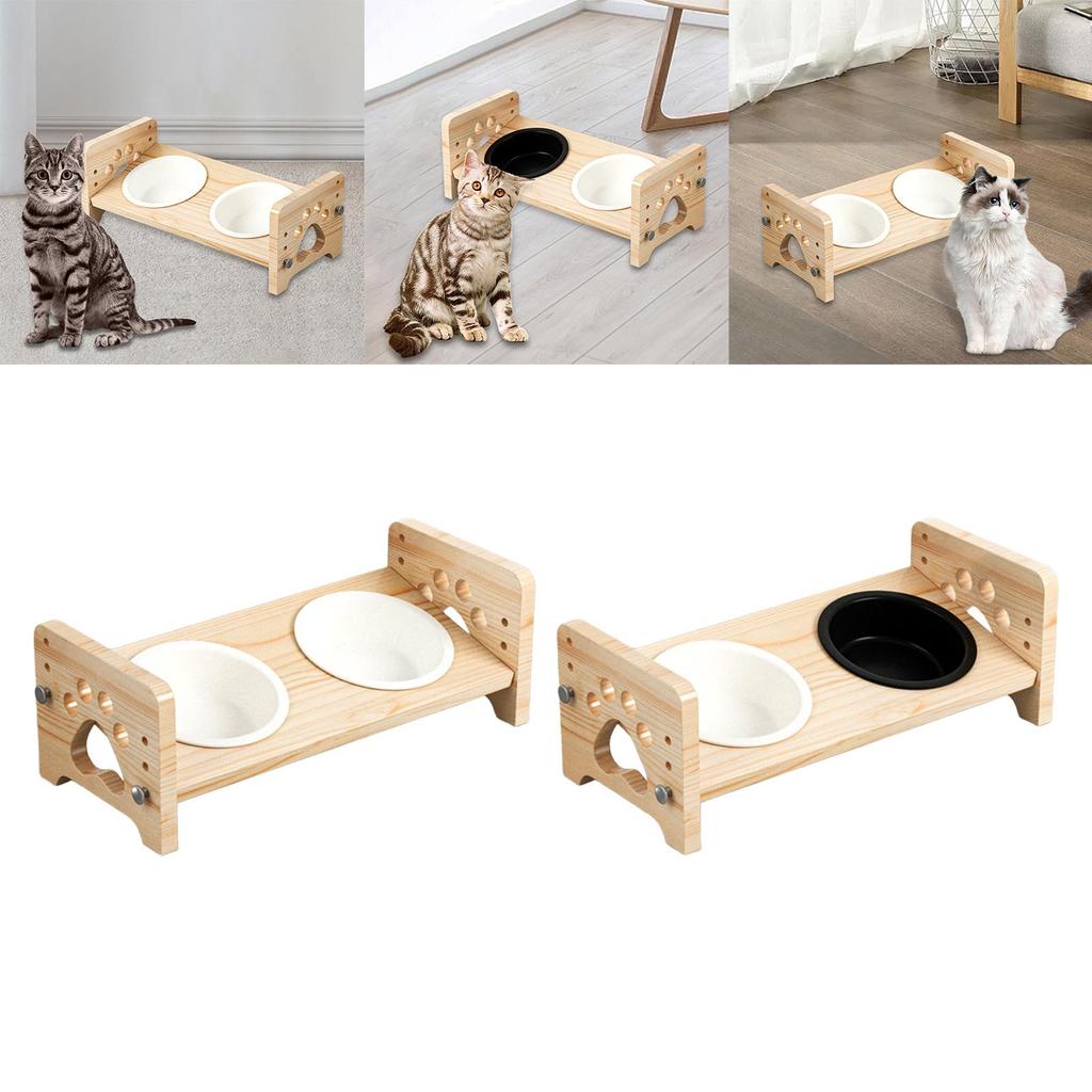 Raised Cat Feeding Bowls Adjustable Height Multifunctional Sturdy Pet Feeder