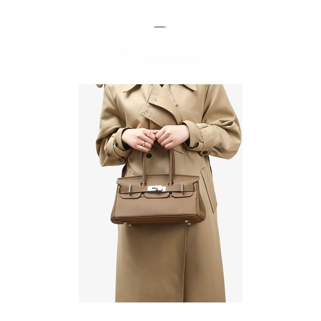 Top Layer Cowhide Togo Leather Horizontal Platinum Bag Leather Women's Bag 5 Large Capacity Commuter Tote Bag Shoulder Crossbody Bag