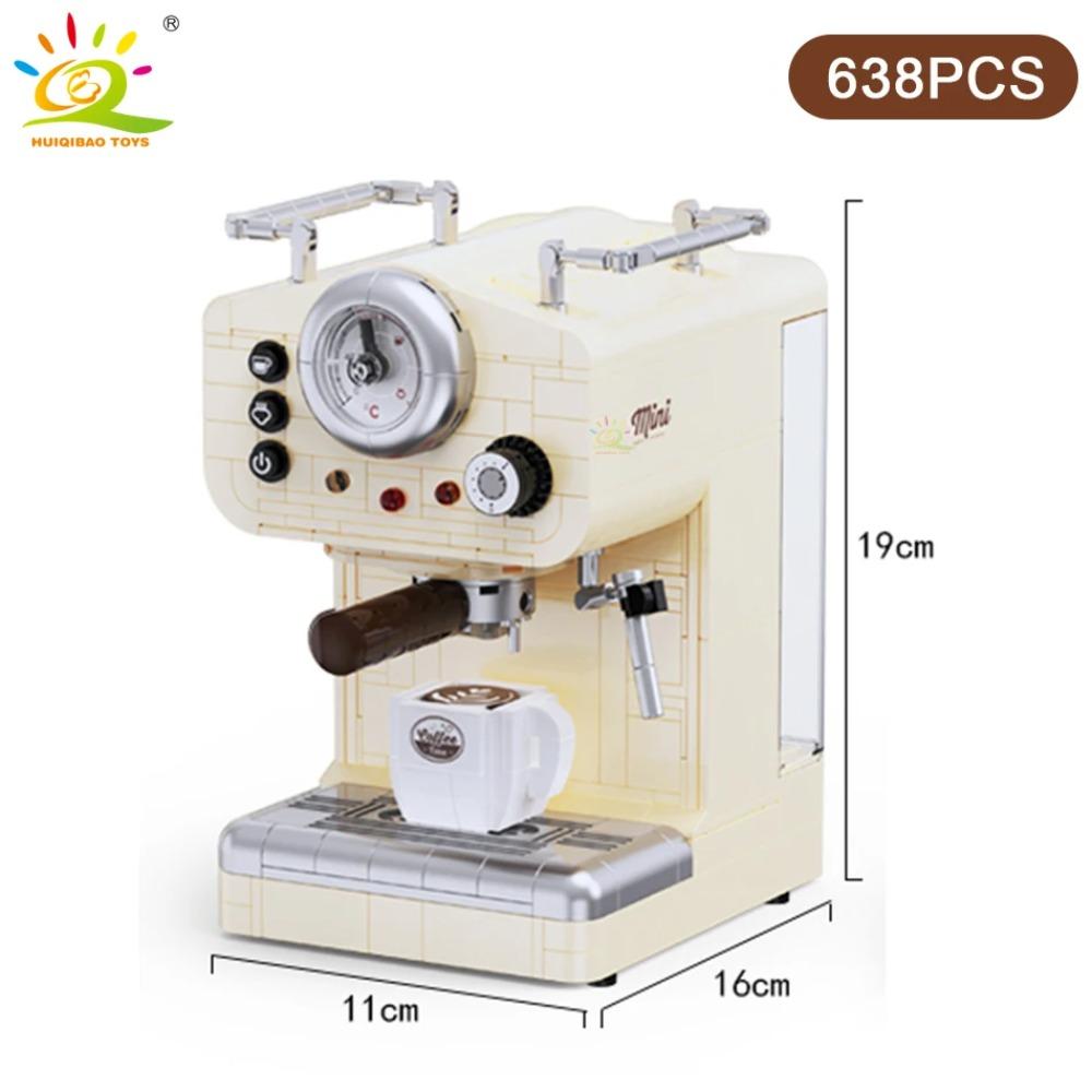 HUIQIBAO MOC Model kávovaru Stavebnice Ozdoby Město Stavební kostky Sada Dětské hračky Pro děti Hra s přáteli Dárek