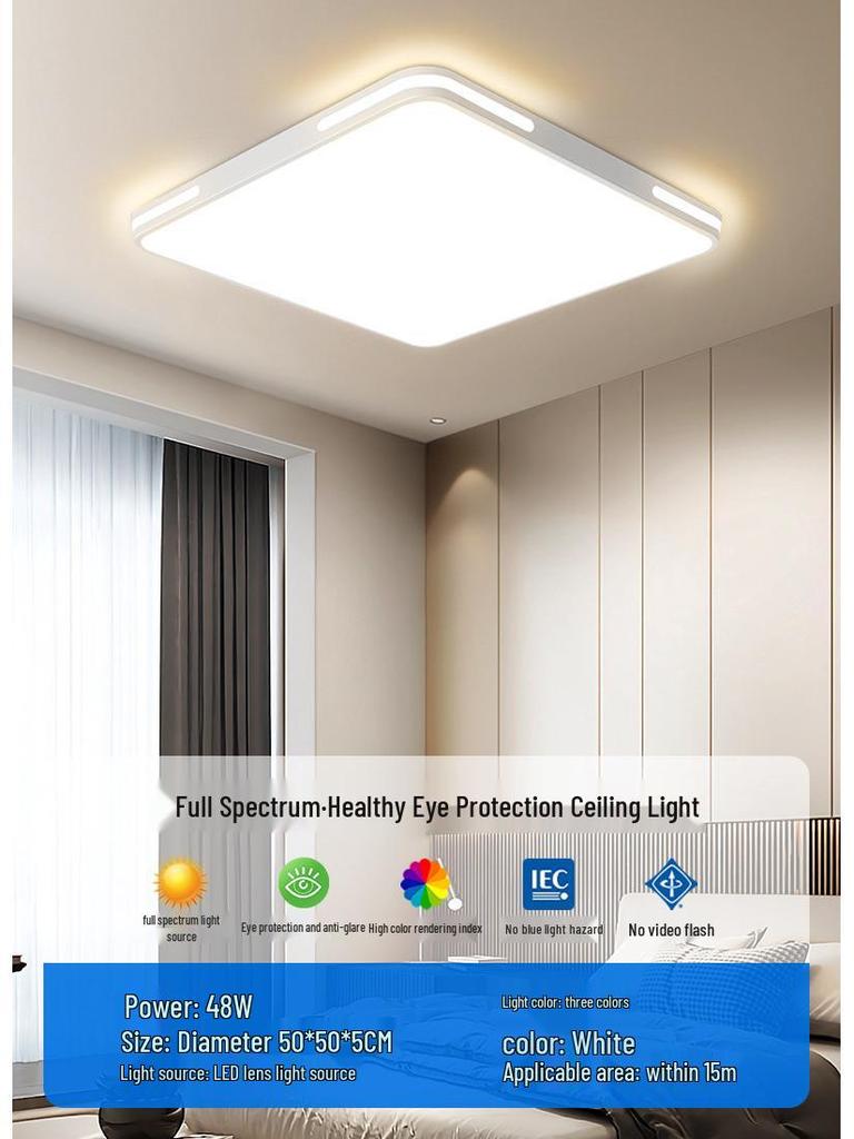 Ultra-Thin LED Ceiling Light 2025 - Full Spectrum Eye Protection, Super Bright Minimalist Design for Master Bedroom