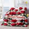 Rose Customize Text Blanket Lightweight Customizable Blanket Comfortable Versatile for Livingroom Office Home Decor Office Chair Four Seasons Universa