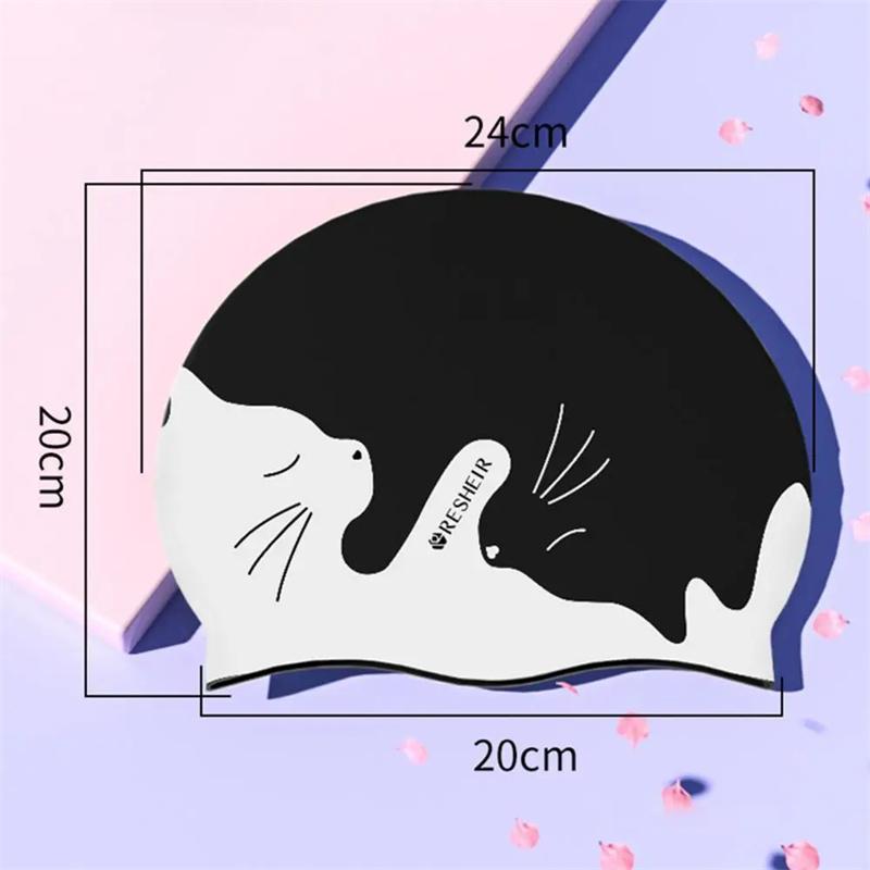 Swimming Caps Waterproof Silicone Swimming Hat Cartoon Pattern Dry Hair Swim Caps Unisex Ear Protection Diving Hat For Men/Women