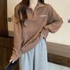 Dünner Langarmpullover mit POLO-Kragen und Buchstabenaufdruck für Frühling und Herbst