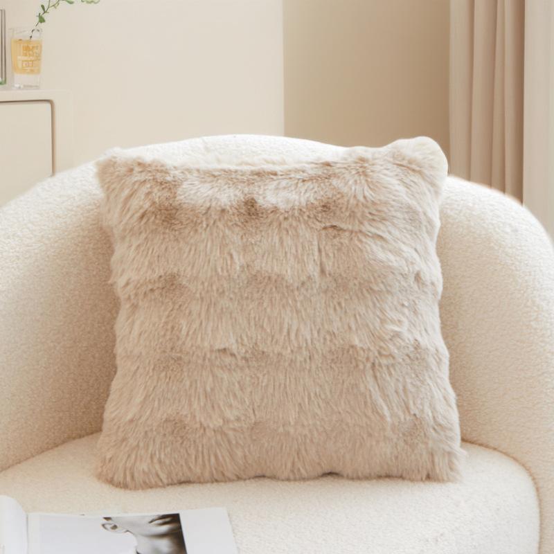 2pcs Plush Faux Rabbit Fur Pillowcases - Soft, Zippered, for Sofa & Living Room Decor, Ideal for Office and Holiday Party Enhancements
