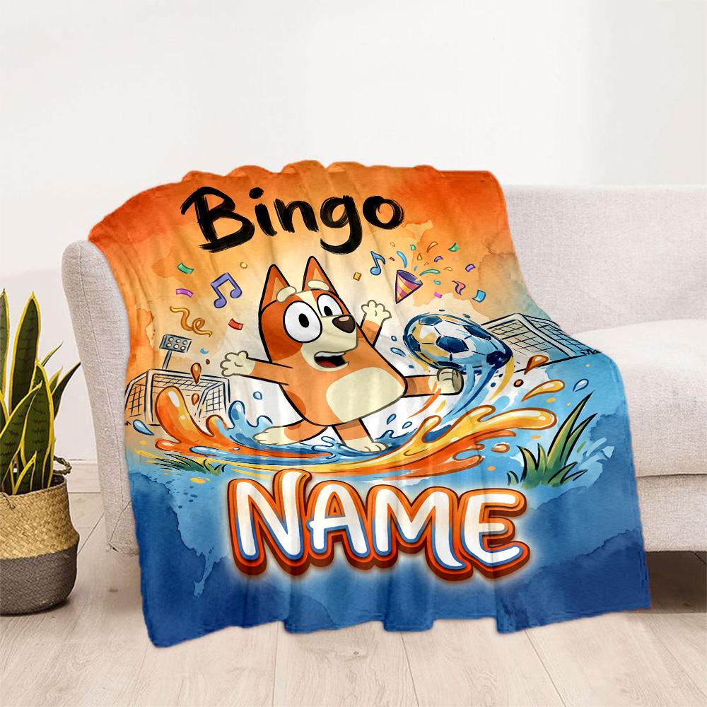 Bluey Soccer Adventure Personalized Name Blanket Throw Personalized Blanket Comfortable for Office Chair Picnics Chair Office for All Occasions