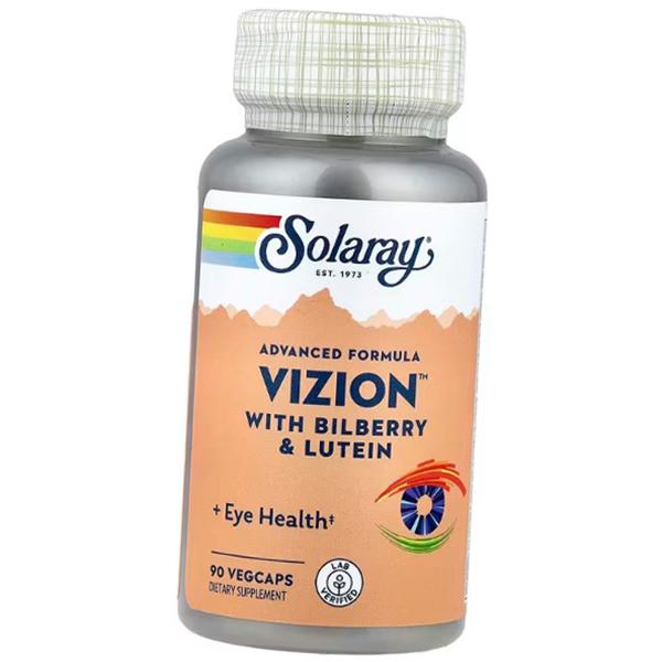 Витамины для зрения, Advanced Formula Vizion with Bilberry and Lutein, Solaray  90вегкапс (36411096)