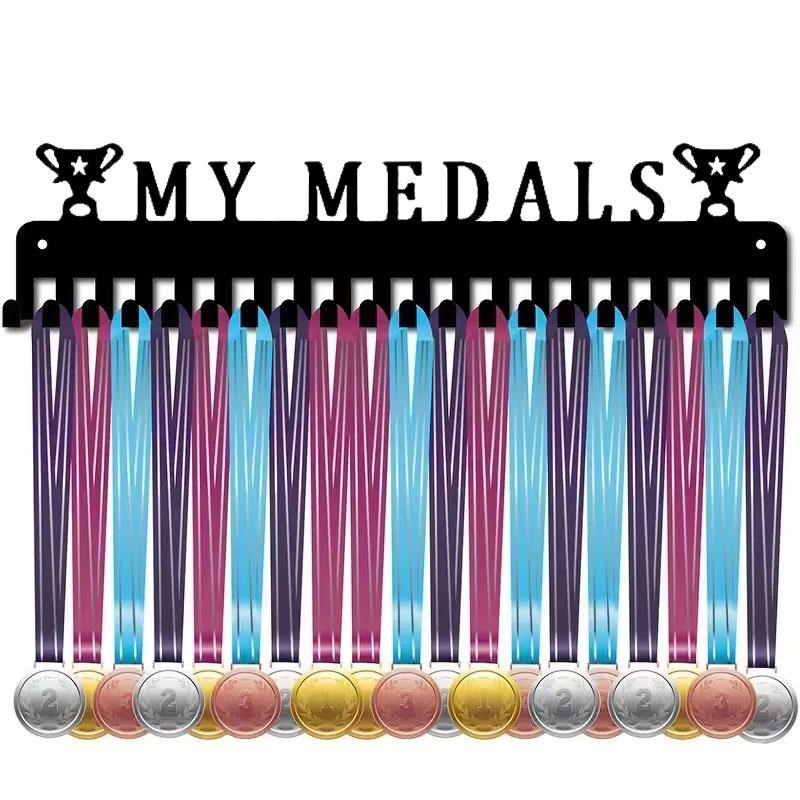 1Pcs Wall Mounted Hanger Organizer Metal Medal Display Rack Large Capacity Award Holder Race Soccer Sports Karate Home Decor
