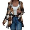 Ladies' Plaid Printed Fashionable Long Sleeved Jacket Cardigan