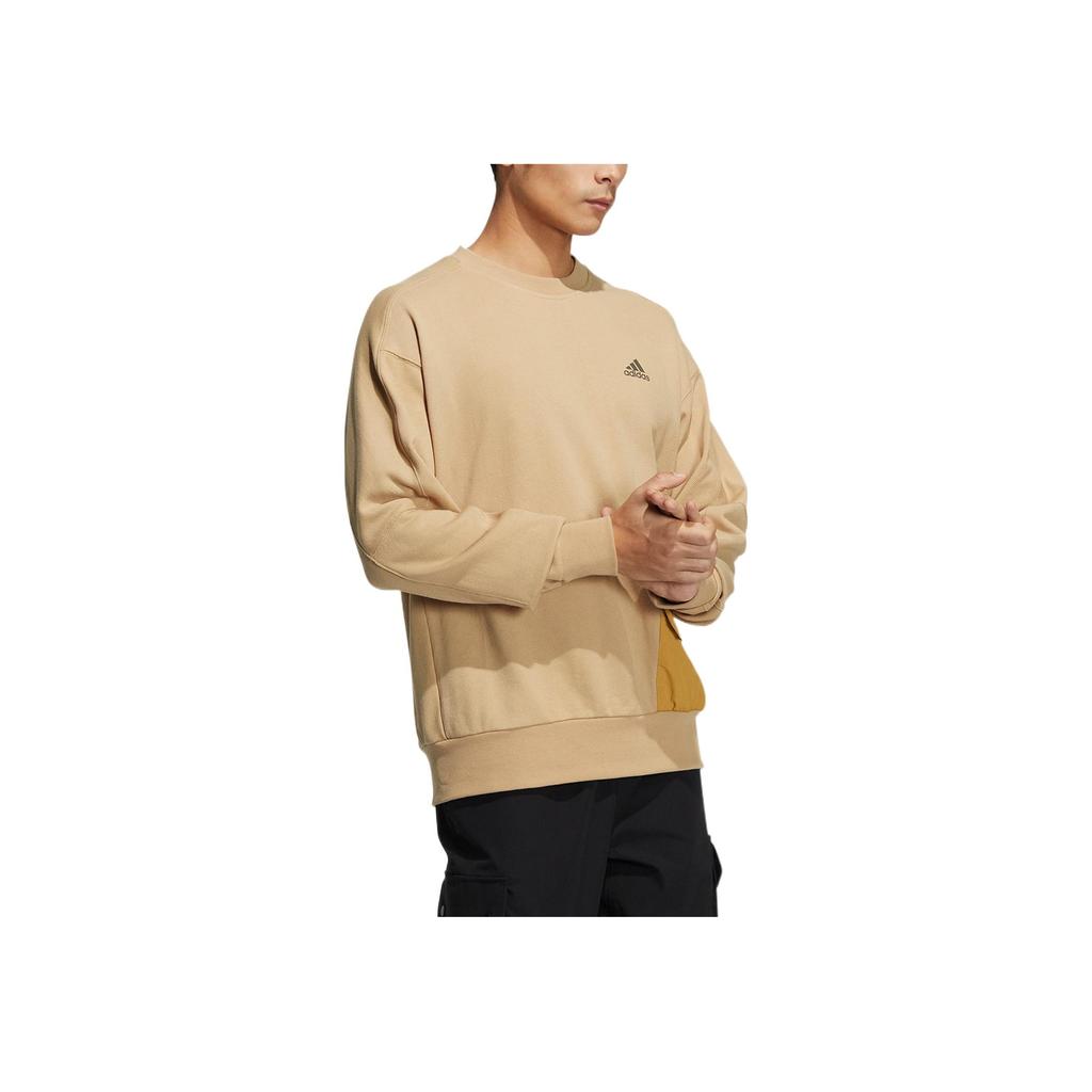 Adidas Logo Print Patchwork Crewneck Sweatshirt Men Tops Khaki HP1382