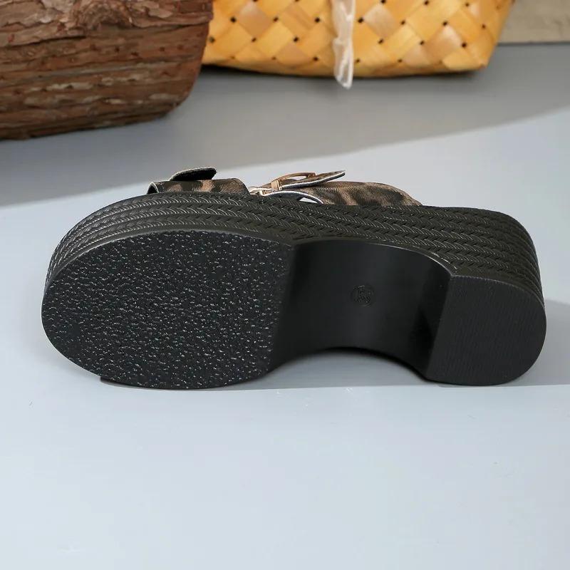 Women Leopard Print Wedges Slippers Summer New Sandals Designer Outdoor Beach Shoes Sexy Platform Slippers Women Slides Women