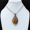 Baltic Amber Gemstone Pure Copper Wire Wrapped Handmade Pendant Jewelry For Her