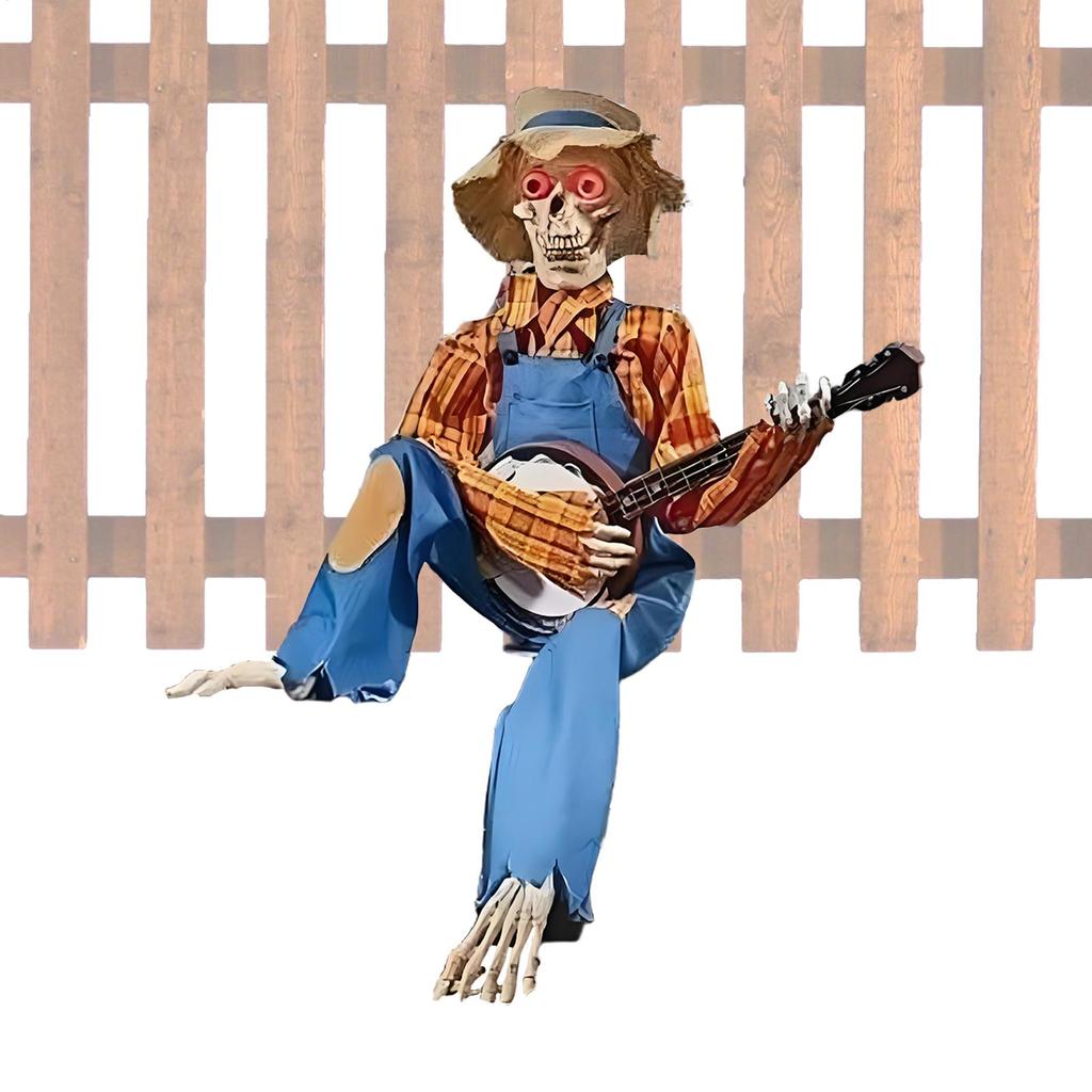 Skeletons Luminescent Animated Glowing Skull Guitar Statue Latest Horror Night Halloween Skeleton Sculpture