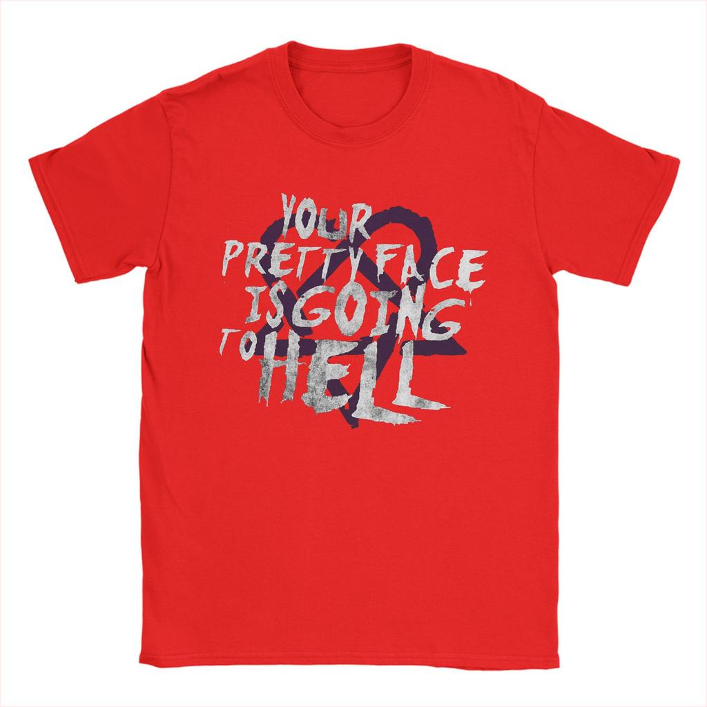 Him Band Your Pretty Face Is Going To Hell T-Shirts for Men  Vintage Pure Cotton Tees Short Sleeve T Shirts Printed Clothing