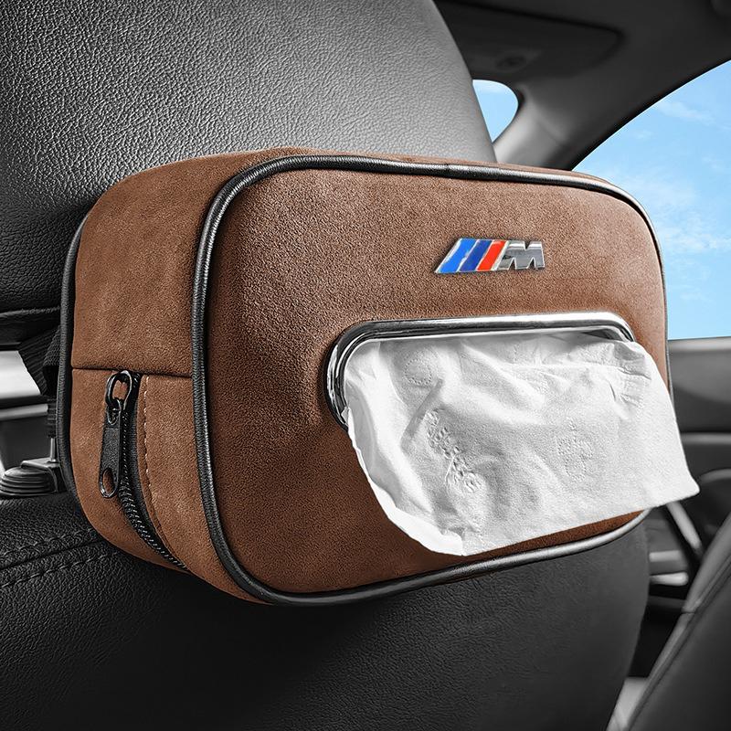 Car Metal Logo Tissue Box Sunshade Seat Backrest Suspension Tissue Box For BMW M X1 X3 X5 X6 X7 E30 E90 M3 E84 E83 F25 E91 E60 F WHAQY1
