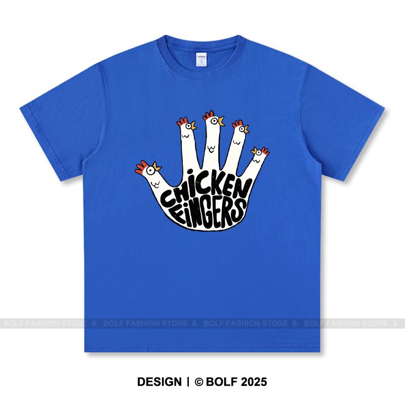 Chicken Fingers Printed T-Shirt 100% Cotton Oversized Foodie Graphic Tees for Men Women Summer Tops Snackcore Streetwear