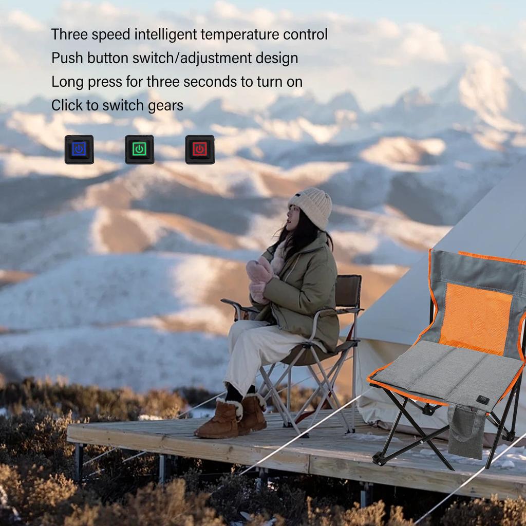 Foldable Heated Seat Cushion 3 Fold USB Heating Adjustable Temperature Heated Folding Chair Cushion Pad for Camping Hiking