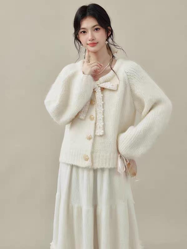 Loose Knit Bowknot Cardigan for Women - Korean Style, Spring/Autumn Sweater Top