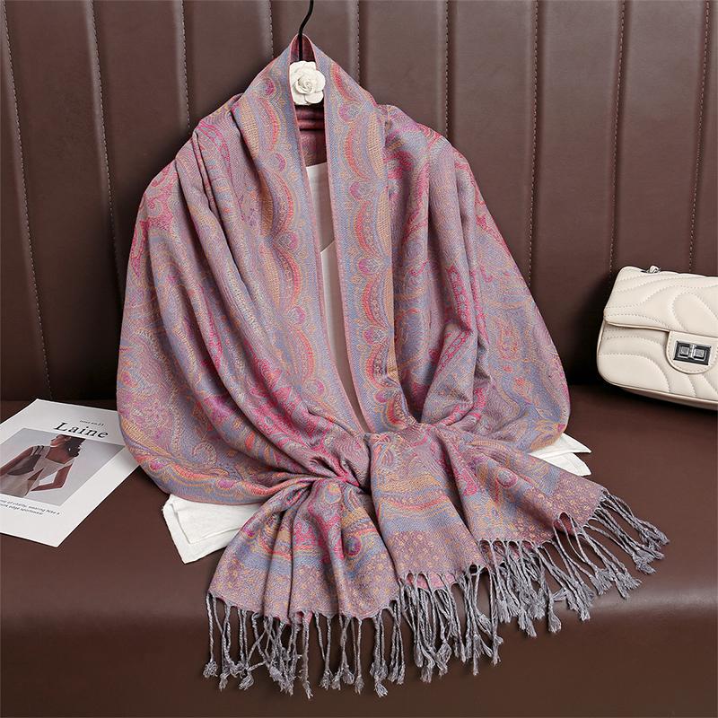 Women Paisley Scarf Cashmere Feeling Pashmina Shawls Tassel Hijab Head Wraps Femme Winter Scarves Foulard Bufanda