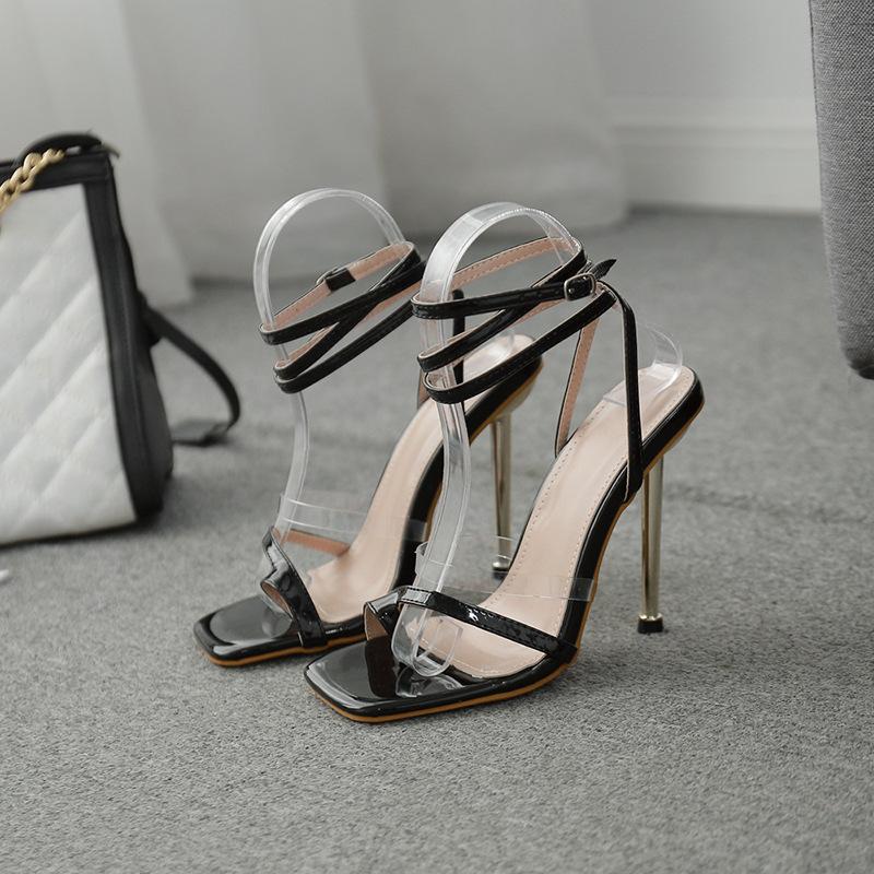 

Ladies high heels fashion set toe fashion thin heel women large size sandals 35 чорний