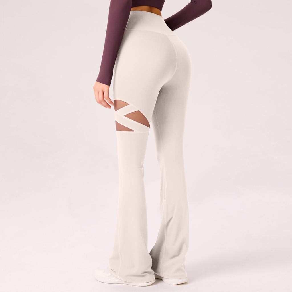 Women's High-Waisted Butt-Lifting Slightly Flared Openwork Breathable Slimming Yoga Leggings