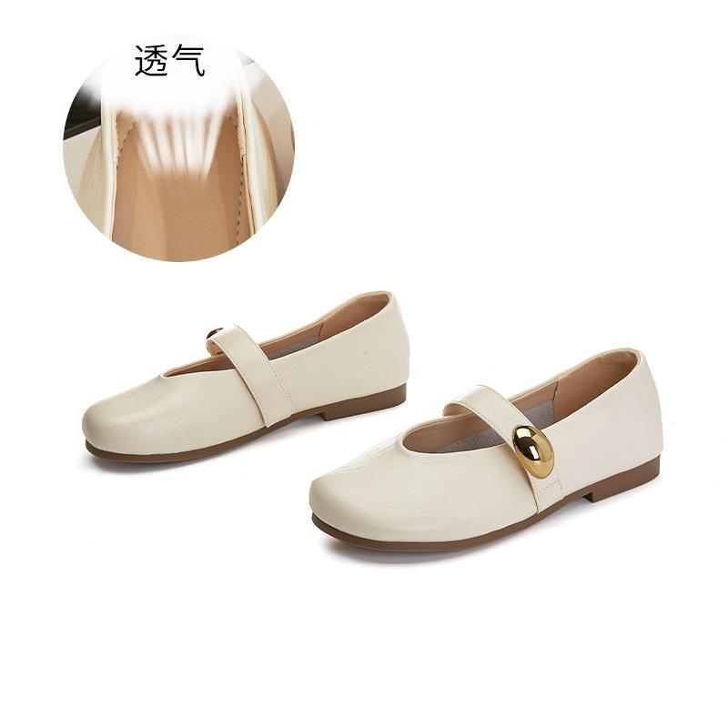 Leather Mary Jane Shoes Women's Summer New Shallow Mouth Flat Sole Shoes Women's Casual Versatile Commuter Women's Shoes