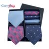 3ks kravata+3ks čtvercový šátek Pánské dvoudílná kravatová sada Wave Point A kravata Manžetové knoflíčky Business Fashion Kapesník Paisley