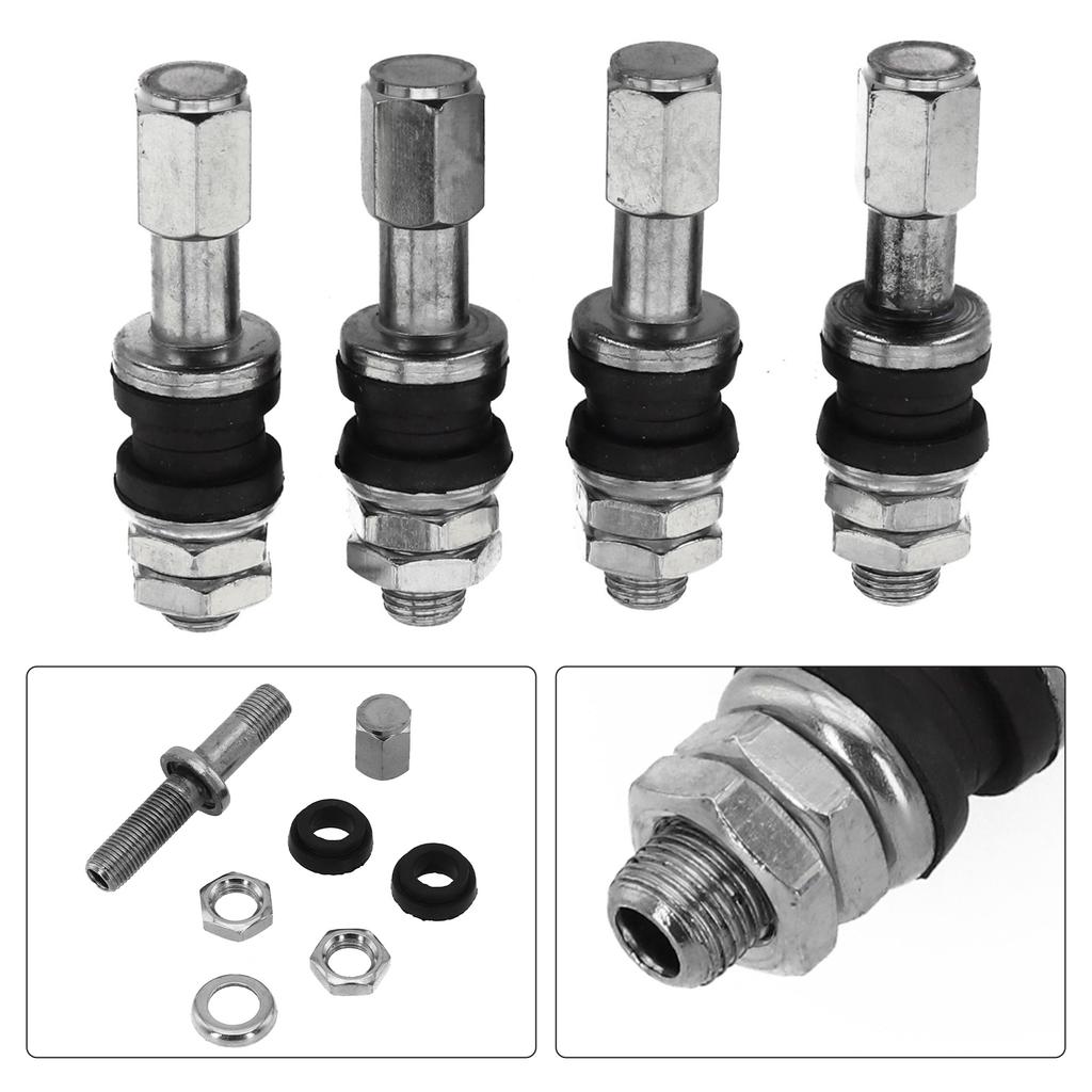 4Pcs TR48e Car Bolt Screw On Tire Valve Stem Chrome Metal High Pressure Flush W/ Cap Automotive Accessories