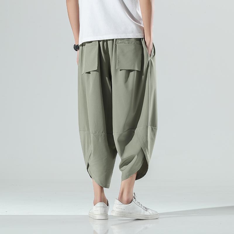 Vintage Harem Joggers Men Calf-Length Pants Streetwear Solid Color Casual Summer Pants Male Harajuku Fashion Trousers