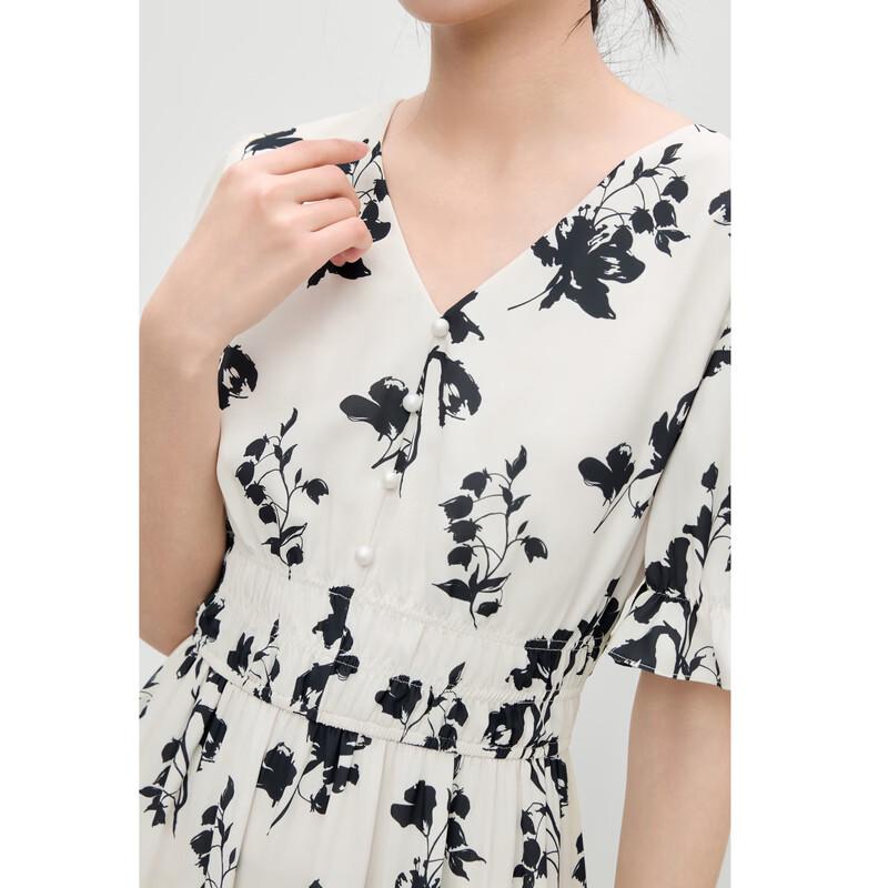Qiu Shui Yi Ren Women's Puff Sleeve Commuter Dress