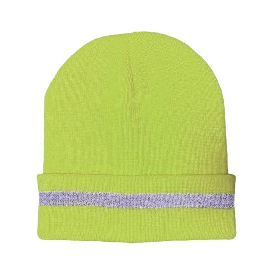 Knitting Hat Reflective Strip Design Warm Unisex Hat Outdoor Windproof Cold Resistance Elastic Hat Headwear