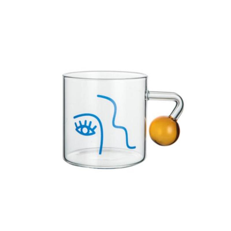 

Abstract Face Eyes Pattern Glass Cup 240/400ML Creative Drinkware - Milk Coffee Beer Mug for Kids And Friends Breakfast Gift 240-400ml