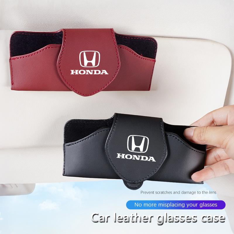 Car Glasses Storage Box Sun Visor Hanging Organizing Bag For Honda Civic Accord Fit Jazz Pilot CRV Odyssey Passport City Keyring