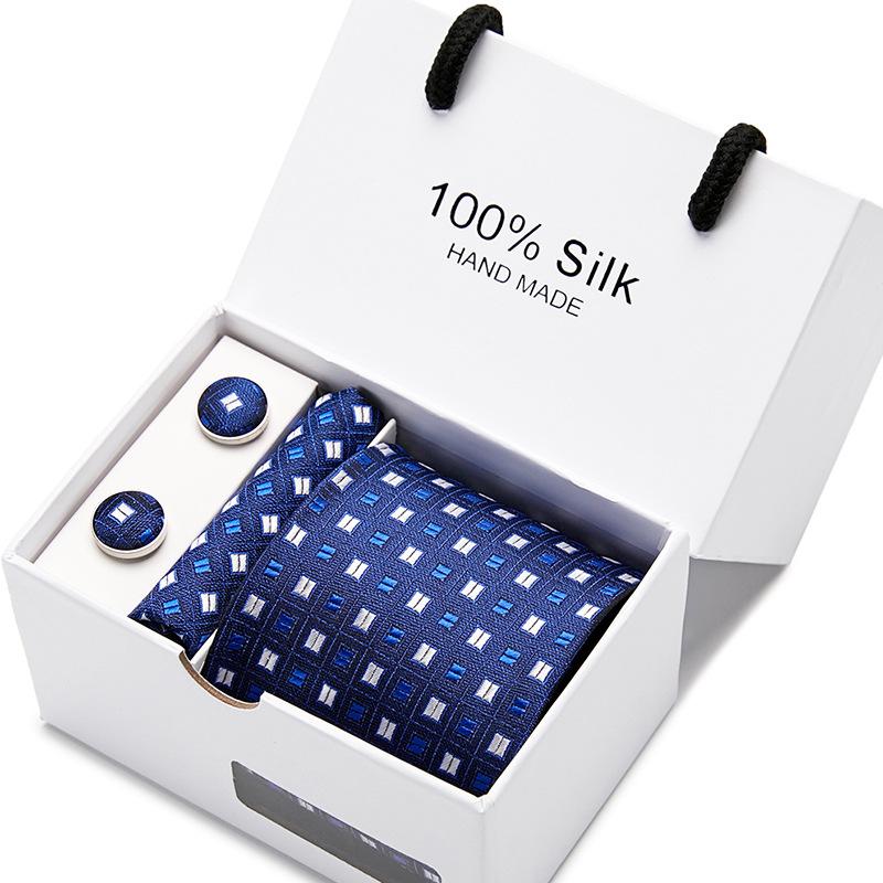 Men'S Tie Gift Box 5-Piece Set Tie Pocket Towel Scarf Cuff