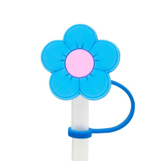 8Pcs 8-10MM Cover Flower Straw Food Grade Silicone Reusable Dust-proof Cute Universal Mini