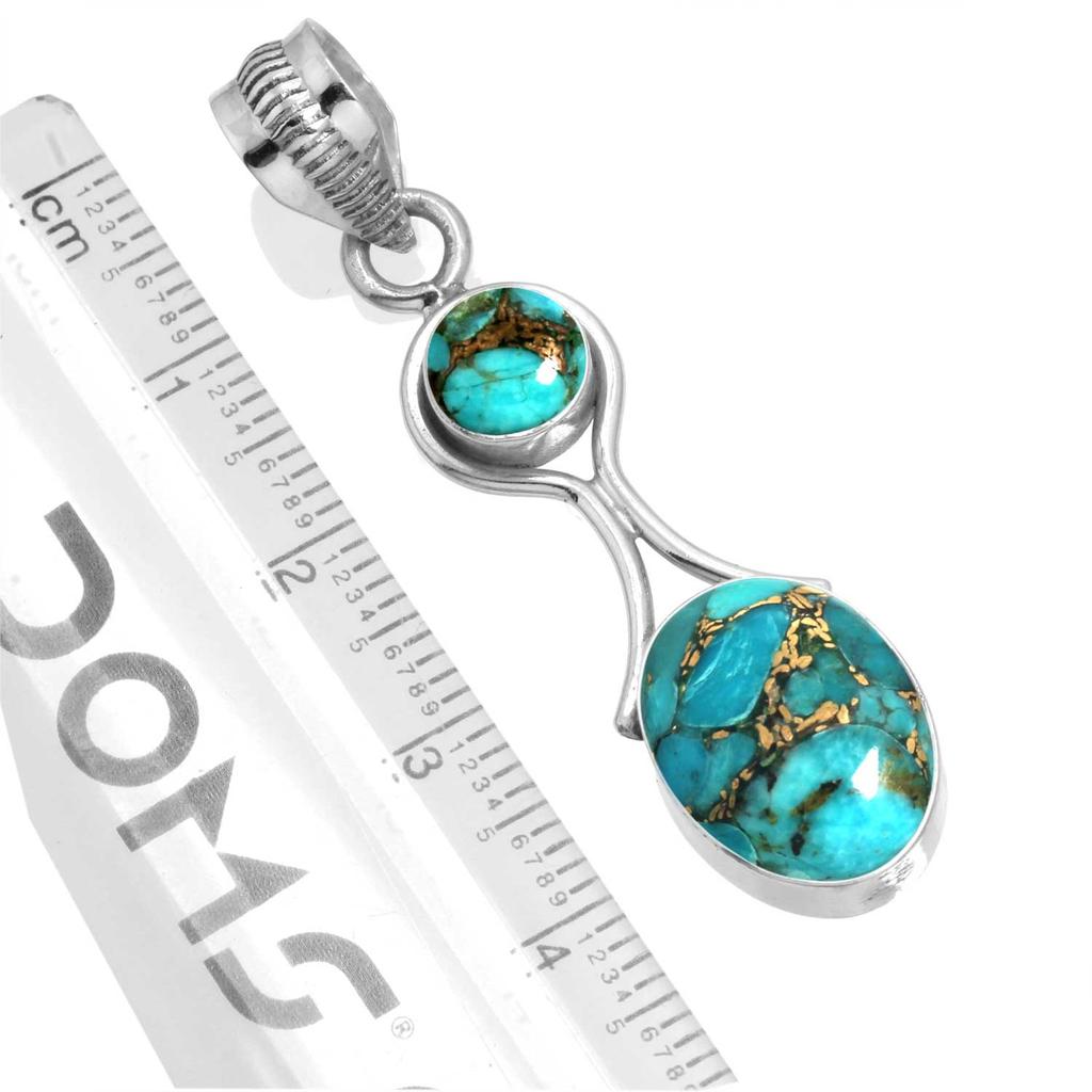 925 Sterling Silver Pendant Women Gemstone Handmade Jewelry Halloween Gift Blue Green Purple Copper Turquoise Pearl Lapis Mother Of Pearl Victorian