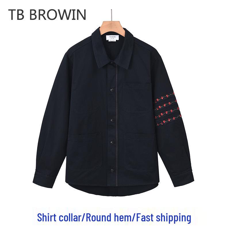 TB BROWIN 2025 Men's Embroidered Shirt Collar Jacket - Autumn/Winter Casual Wear