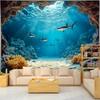 Oceanic Serenity Wall Tapestry For Living Room Decor, Featuring A Stunning Underwater Scene With Graceful Sharks Swimming