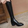 Fashion Warm Elegant Heeled Pointed Toe Knee High Shaft Shoes Woman Demi-season Waterproof New in Comfortable Pu 39 Long Boots for Women