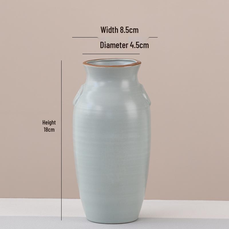 Elegant Celadon Vase: Classical Ru Kiln Ceramic for Hydroponic Flower Arrangements and Living Room Decor