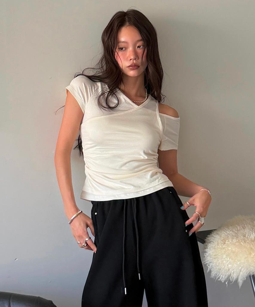 MIXXO Asymmetrical Layered Short Sleeve T-Shirt_Miwhwg506A