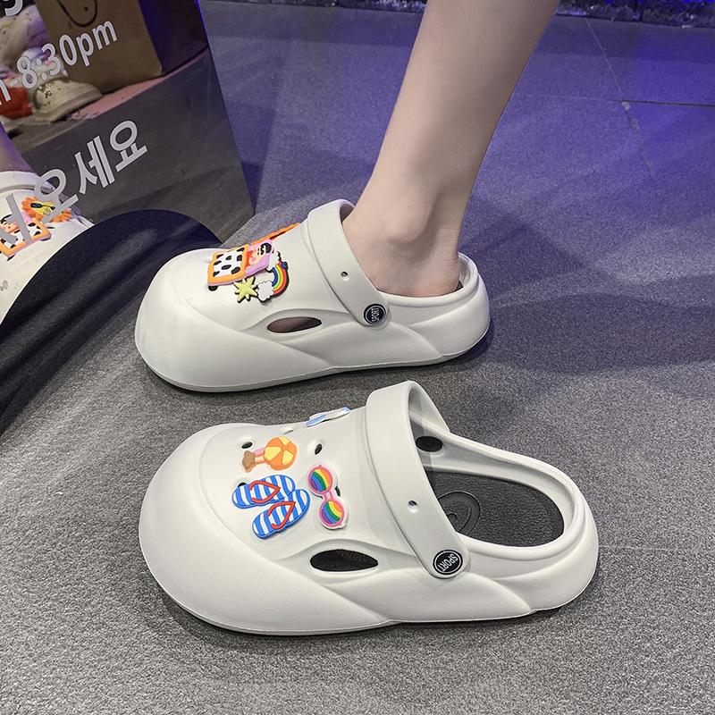 

Baotou platform slippers women s outer wear summer new non-slip two wear hole shoes beach versatile sandals 36-37 белый