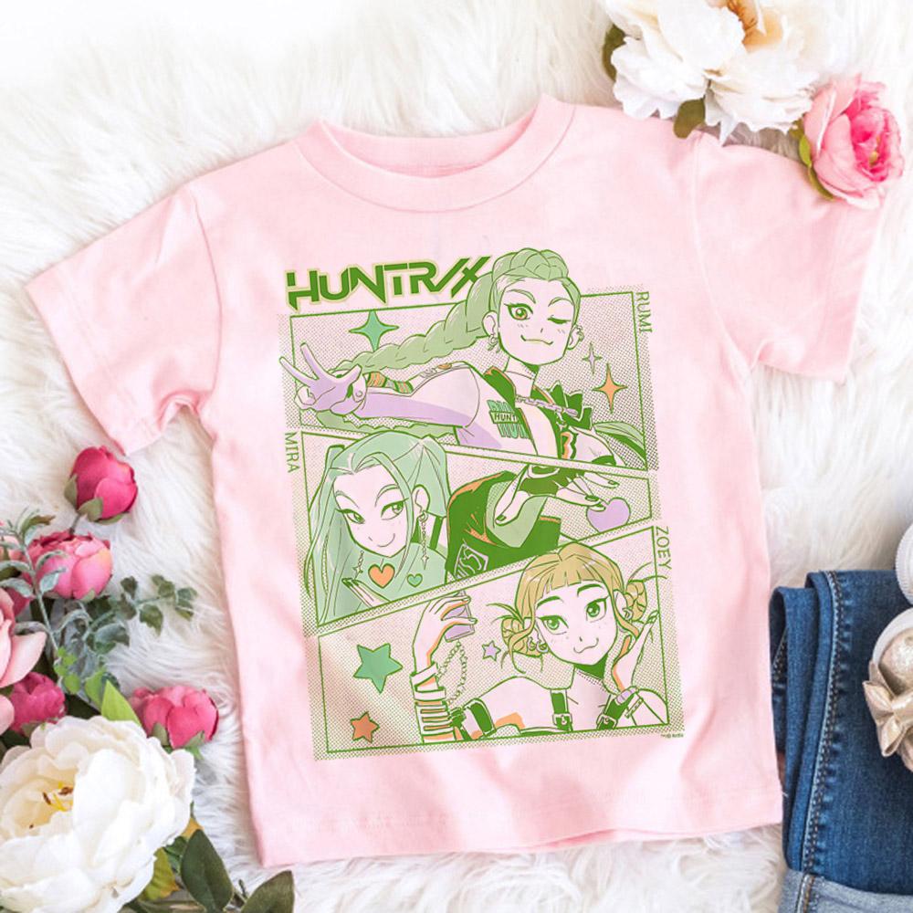 2025 Summer Kpop Demon Hunters T Shirt Kids Cartoon Anime Meme Print Clothes Round Neck Basic Grils Tops Casual Shirts Gift