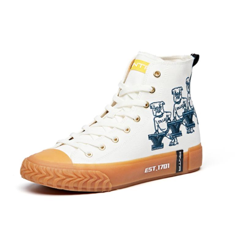 YELU X Anta Durable Breathable High-Top Canvas Shoes Men's White Sneakers