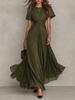 European and American women's clothing, kinked waist fly-sleeved long dress, elegant chiffon pendulum temperament banquet dress dress