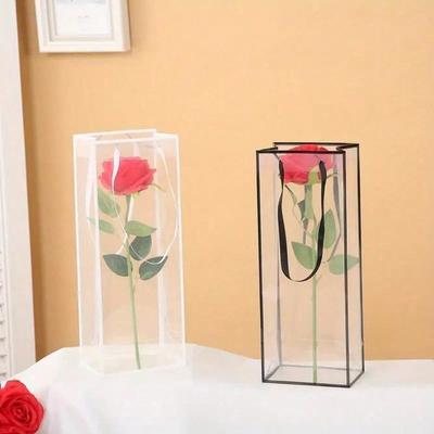 10 buc Pungi cadou transparente din plastic pentru flori cu mânere - Perfecte pentru buchete și expunere de vânzare cu amănuntul Pungi transparente pentru flori