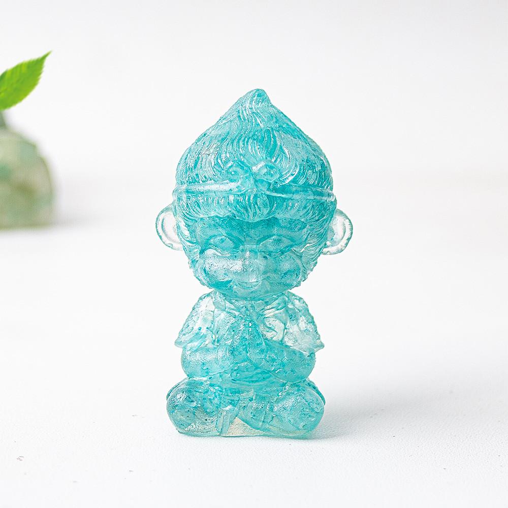 Tree Resin Craft Monkey King Statue With Natural Water Crystal For Home Decoration And Collectors