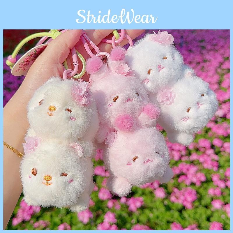 Creative Blossom Cherry Kitten Bear Rabbit Overlapping Plush Pendant Doll
