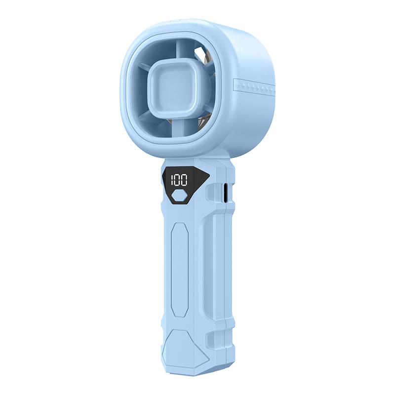 

USB-перезаряжаемый портативный вентилятор с цифровым дисплеем: Портативный, тихий, идеально подходит для мини-настольного использования и использования на открытом воздухе синий